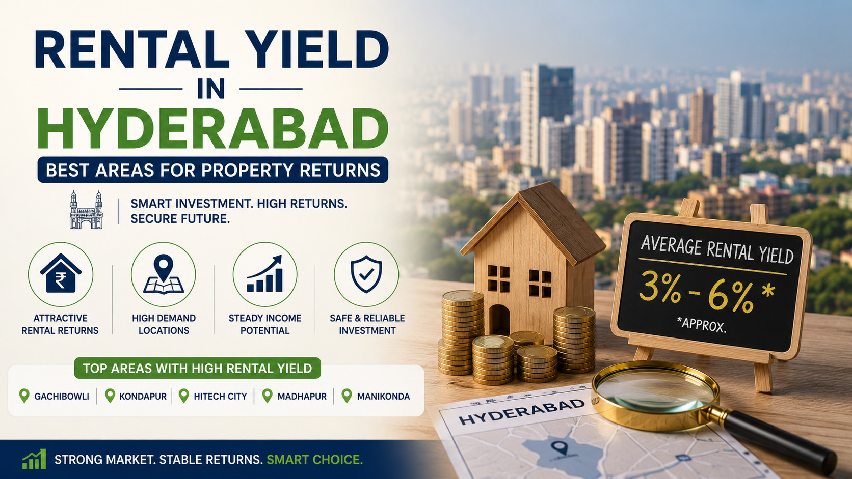 Rental yield in Hyderabad highlighting high-return residential investment areas and rental demand trends.
